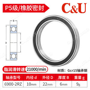 Rodamientos Deslizantes de Alta Velocidad CU 6900-6907, Acero de Pared Delgada 6901-6905, Eje con Función ZZ 2RZ - Product Image 4