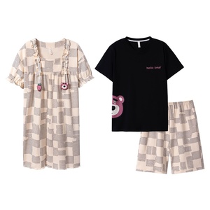 Pijamas de Pareja de Verano, Algodón Puro, Manga Corta, Pantalones Cortos, Nuevo Estilo 2025, Camisón Dulce para Mujer, Ropa de Dormir para <span class=keywords><strong>Hombre</strong></span> - Product Image 5