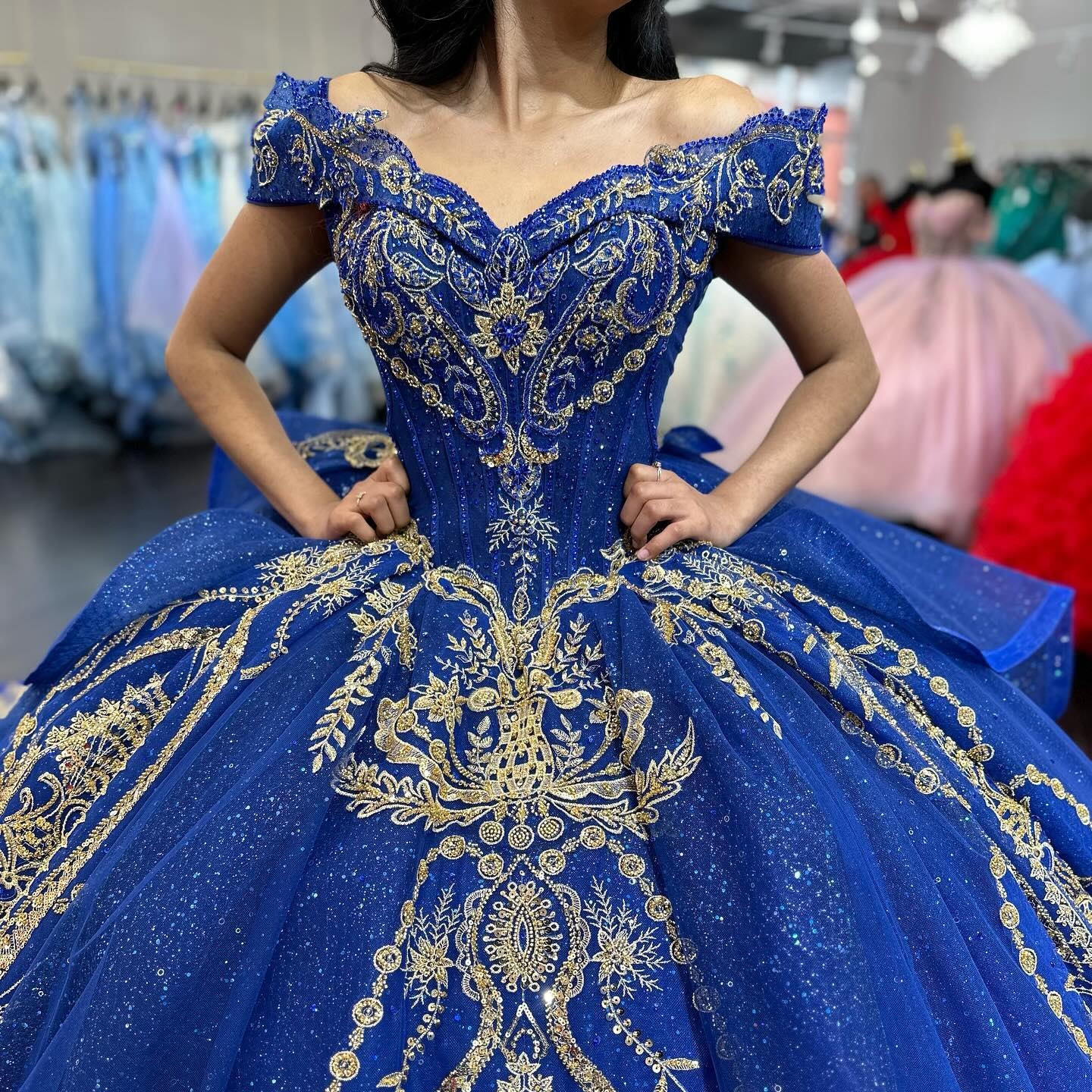 gold royal blue quinceanera dresses Sleeveless and strapless Royal Blue Quinceañera Dress – Party Dreams  Boutique main image 0