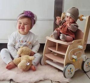 Déambulateur en bois pour enfants poussette bébé chariot de jouets de puzzle en bois multifonctionnel - Product Image 6