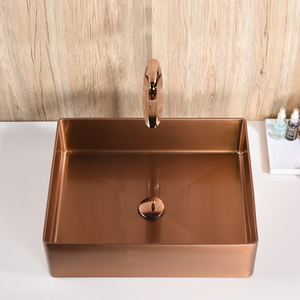 Lavabo de salle de bain rectangulaire de luxe moderne en acier inoxydable PVD écologique pour hôtel et villa - Product Image 2