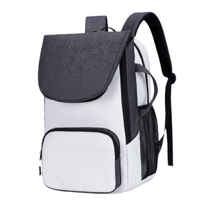 Sac à dos de raquette en toile verte personnalisé avec fermeture éclair à rabat orange, résistant à l'eau, style décontracté, capacité 30-40L - Product Image 1
