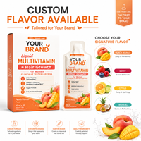 Complément alimentaire liquide multivitaminé pour femmes en sachet, marque privée, favorise la croissance des cheveux et la santé de la peau, supplément nutritionnel quotidien, OEM ODM personnalisé