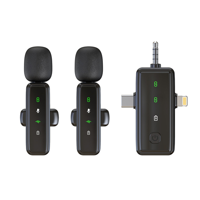 3 in 1 Wireless Lavalier Microphone  3.5mm Radio Live Recording Noise Reduction Professional Mini Microphone