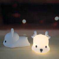 Lampe LED portable en silicone en forme de cerf pour enfants, avec variateur d'intensité, contrôle par interrupteur, pour chambre d'enfant, mini-lampe rechargeable USB Kawaii