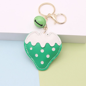 Cute PU Strawberry Keychain with Bell Cartoon Fruit Bag Charm Kawaii <b>Key</b> <b>Ring</b> Backpack Hanging Ornament Gift Keychain - Product Image 4