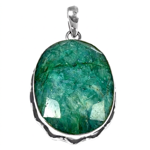 Art Palace - Colgante Ovalado de Plata 925 con Esmeralda Solitaria en Engaste de Bisel, Joyería Clásica Unisex para Uso Diario - Product Image 1