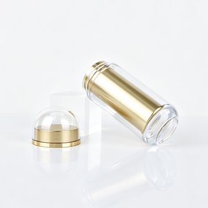 ขวดพลาสติกใสทรงกลมพร้อมฝาสีทอง ภาชนะใสสำหรับอาหารเสริม - Product Image 2