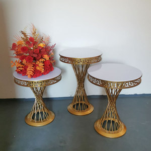 Mesa Soporte para Pastel de Boda Oro Moderno de Lujo con Cubierta de Mármol para Tartas Decoradas y Mesa de Dulces para Bodas - Product Image 6