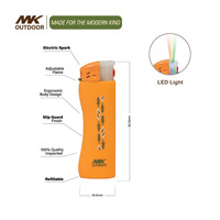Échantillon Gratuit MK - Briquet à Jet LED en Plastique, Torche à Gaz Mini Électronique Coupe-Vent en Métal en Forme de Pistolet