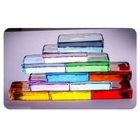 Briques de verre teinté multicolores décoratives, briques de verre à fusion à chaud pour cloison, briques de verre solides ignifuges pour la construction