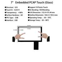 Layar Sentuh LCD 7 Inci 800*480 Antarmuka USB Embedded PCAP LHCGG295V1 7 Inci Tanpa Papan Kontrol Sentuh