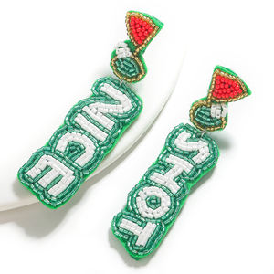 Novedad de verano, pendientes bohemios hechos a mano con cuentas de Golf para <span class=keywords><strong>mujer</strong></span>, pendientes frescos y versátiles con letras verdes NICE <span class=keywords><strong>SHOT</strong></span> para <span class=keywords><strong>mujer</strong></span> - Product Image 4