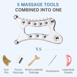 Juego de Herramientas de Metal Gua Sha al por Mayor, 5 en 1, Raspador Muscular para Rostro, Cuello, Cuerpo, Masajeador de Drenaje Linfático - Product Image 2
