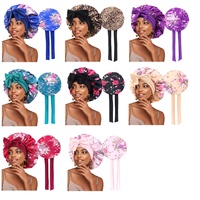 Bonet Rambut Satin Ekstra Besar Model Terbaru Dengan Ikat Pinggang Dan Tali, Bonet Tidur Sutra, Topi Tidur Satin
