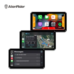 AlienRider M2 프로 오토바이 듀얼 레코딩 대시 캠 탐색 CarPlay 안드로이드 자동 6 인치 터치 스크린 77GHz 레이더
