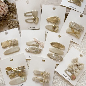 MIO Gold Color Glossy Series Hair Pin Set Sweet Kids Girls Horquilla Lovely Side Clip Bow Tie Lentejuelas BB Clip - Product Image 2