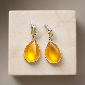 Pendientes Colgantes VVLCO de Plata de Ley 925 con Baño de Rodio y Gema Amarilla para Mujeres y Niñas - Tendencia para Fiestas - Product Image 4