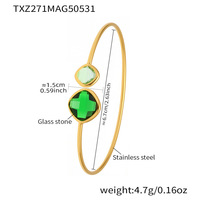 Brazaletes de moda Brazaletes de acero inoxidable chapados en oro de 18 quilates Pulsera abierta de cristal checo facetado súper brillante para hombres y mujeres