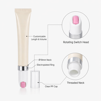Tube cosmétique en plastique PE de luxe avec estampage à chaud, 25 ml, 30 ml, 40 ml, avec tête de massage à bille, pour sérum pour les yeux, baume à lèvres, emballage personnalisé