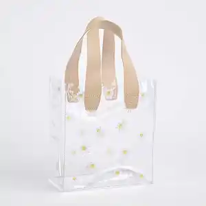 Factory Custom Fashionable Waterproof Holographic Transparent Handbags Clear Laser PVC Tote Shopping Gift Bag