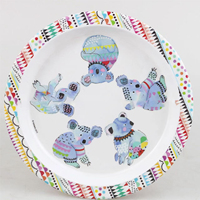 Ensemble de vaisselle 3 pièces pour enfants, comprenant une assiette et un bol d'alimentation, sans BPA, écologique, design personnalisé doux à motif de dessin animé pour les fêtes