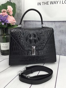 Sac à main en cuir de crocodile noir - poignée unique - sac bandoulière convertible pour femme - pour usage quotidien - Product Image 3