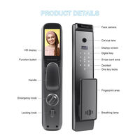 Cerradura de puerta biométrica inteligente digital con reconocimiento facial 3D, aplicación de puerta de madera de aluminio, cerradura de huella dactilar Wifi para seguridad del hogar