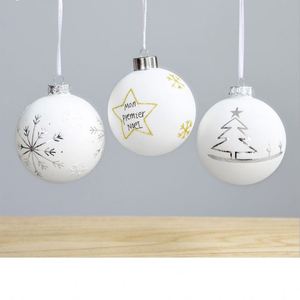 Ornement de Noël en verre givré transparent blanc de 8 cm, boule décorative à peindre pour sapin de Noël - Product Image 2