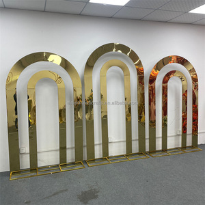 Nuevo oro doble redondo Metal flor titular boda fiesta evento carretera guía flor soporte escenario telón de fondo arreglos Props - Product Image 2