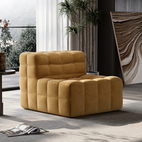 Fauteuil lounge en velours côtelé style Kashima, fauteuil d'appoint modulaire tout en mousse capitonné gaufré