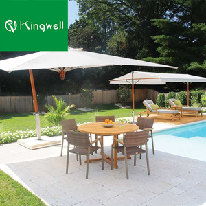 Hot Bán Patio Gỗ Tếch Đồ Nội Thất Ngoài Trời Giải Trí Ăn Thanh Phân Đặt Bằng Gỗ <span class=keywords><strong>Wicker</strong></span> Vườn Bàn Ăn Và Mây Ghế Bộ - Product Image 3