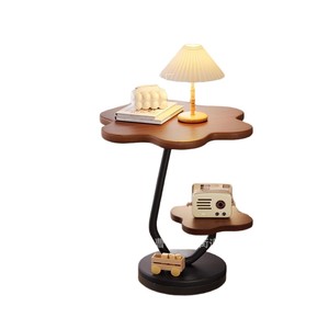 Wooden Round Coffee <b>Table</b> With Shelf For Living Room And Bedroom <b>Small</b> Apartment Use - Product Image 5