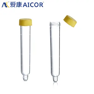 Plastic Sterile Transparent Medical 15Ml Test Tubes Collection Urine Preservative Tubes With Screw Caps