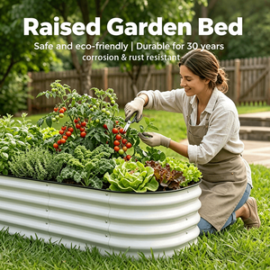 Grand <span class=keywords><strong>bac</strong></span> à plantes d'extérieur surélevé, jardinière en métal surélevée pour la plantation de légumes et de fleurs en extérieur - Product Image 2