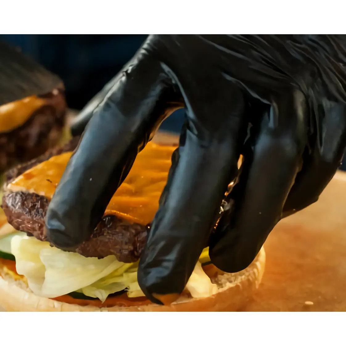 100 Pcs Box Restaurant Grade Hand Black Disposable Powder Free Plastic Tpe Vinyl Gloves For Food Service Kitchen Burgers