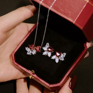 Pendientes de Plata de Ley 925 con Baño de Oro de 18K, con Forma de Corazón y Gota de Agua, con Circonita Cúbica 5A, Modelo Dylam Ruby Diamond Gemstone - Product Image 3