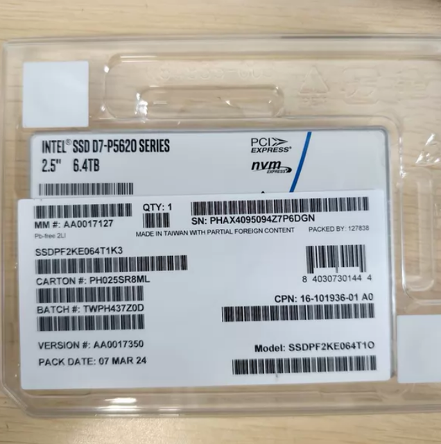 Factory Price Solidlgm D7 P5620 /SSDPF2KE064T1N3 6.4TB U.2 Enterprise SSD PCIe 4.0 NV Me Mixed-Use High IOPS for Server
