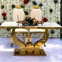 Foshan Möbel Luxus-Hotel Gold Edelstahl Esstische mit Glasplatte für Hochzeiten und Events