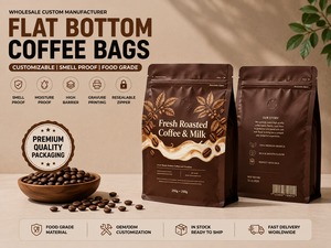 Custom Stand-Up Pouch with Zipper and <b>Window</b> for Coffee Beans Packaging for Food Industrial Use - Product Image 1