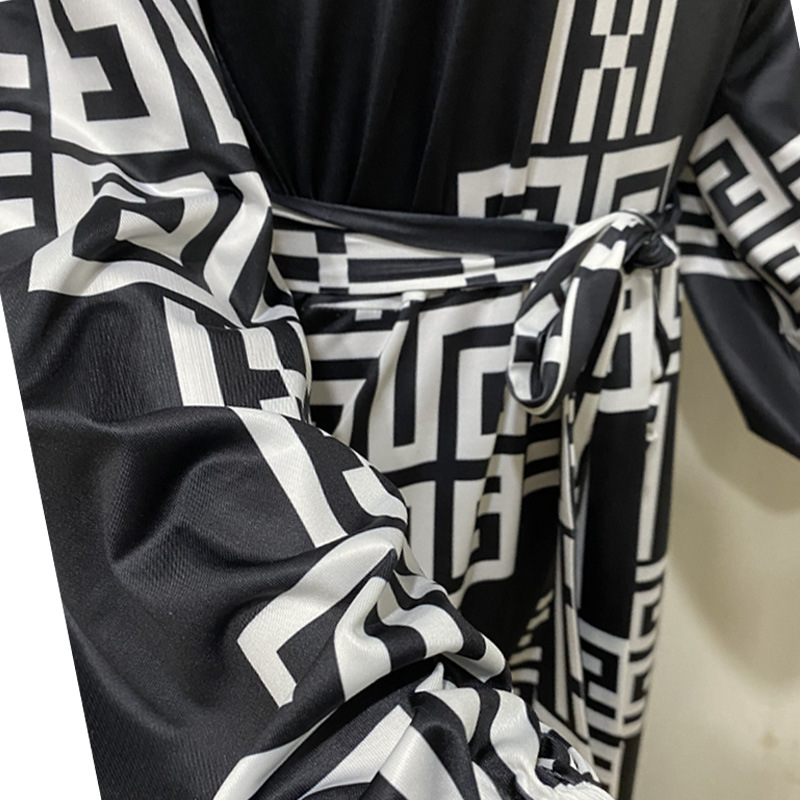 P202019 Wholesale spring and Autumn Women One Piece Jumpsuit Digital Print High Waist Bandage Wide Leg Casual Romper