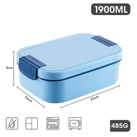 2-laags stapelbare bentobox 2000ml, voedselveilige PP5, lekvrij, met compartimenten, bestek, aangepaste logo's mogelijk