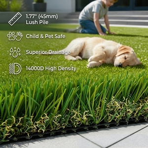 Gazon synthétique ultra-réaliste <span class=keywords><strong>en</strong></span> plastique épais haute densité pour patios extérieurs, zones de jeux adaptées aux animaux domestiques, résistant aux UV - Product Image 1