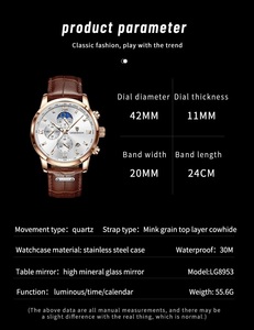 Orologio da <span class=keywords><strong>Donna</strong></span> LIGE LG8932 con Quadrante Grande, Orologio Sportivo da Uomo al Quarzo Impermeabile in Pelle, Orologio da Polso alla Moda per <span class=keywords><strong>Donna</strong></span> con Fasi Lunari <span class=keywords><strong>24</strong></span> <span class=keywords><strong>Ore</strong></span> - Product Image 6