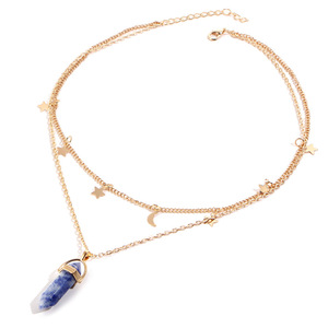 Collier en <span class=keywords><strong>diamant</strong></span> naturel et cristal pour femmes, motif de lien de lune étoile hexagonale <span class=keywords><strong>avec</strong></span> <span class=keywords><strong>pendentif</strong></span> en forme de balle point de guérison - Product Image 5