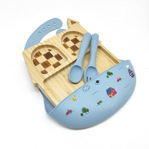 Juego de Vajilla Infantil de Bambú de Grado Alimenticio, Tazón de Silicona, Babero, Tenedor, Cuchara, Libre de BPA, Vajilla para Niños Pequeños, Regalo, Venta al por Mayor - Product Image 6