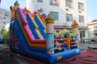 Château gonflable commercial, toboggan gonflable sec arc-en-ciel, toboggan gonflable coloré pour enfants, palais de fée princesse, toboggan gonflable coloré