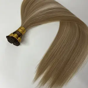 Raw Virgin Double Drawn Hand Tied Weaving European JZ Styles Hair Weft Bundles Vendors Thin Invisible Beaded Rows