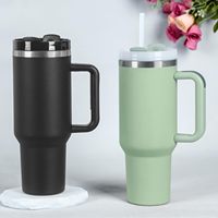 Gobelet isotherme avec poignée et paille, en acier inoxydable à double paroi, bouteille d'eau réutilisable pour voiture, salle de sport, bureau