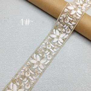 Nastro in Organza con Paillettes Oro e Argento, Ricamo Floreale Etnico per Colletti di Abbigliamento, Accessori per Scarpe e Borse - Product Image 5